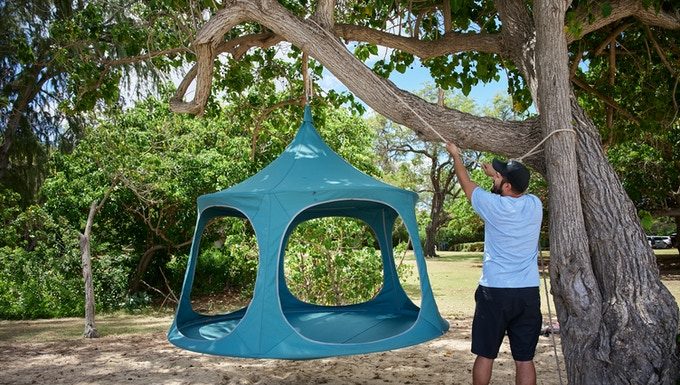 TreePod Launches Its Biggest Hangout With a Hammock and Cabana Hybrid TreePod Canopy